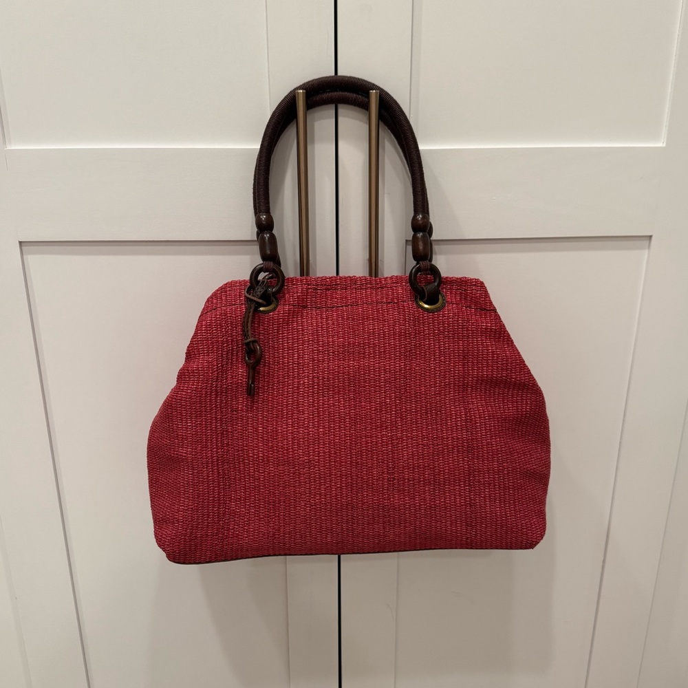 Fossil Red Textured Shoulder Bag